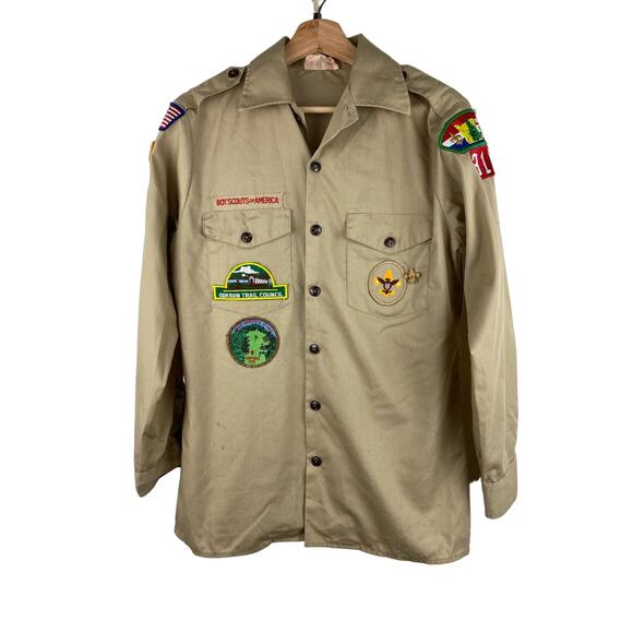 Vintage Boy Scouts of America Men's S Official Shirt with Patches - Picture 1 of 7